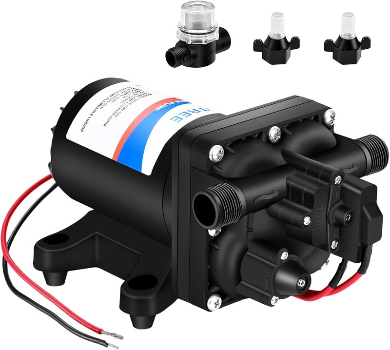 YoungTree 12V RV Water Pump 3.5GPM 55PSI On Demand Fresh Water Pressure Diaphragm Pump 12 Volt Self Priming with Pressure Switch for RV Camper Marine Sprayer Outdoor Shower Kitchen Garden - Image 1